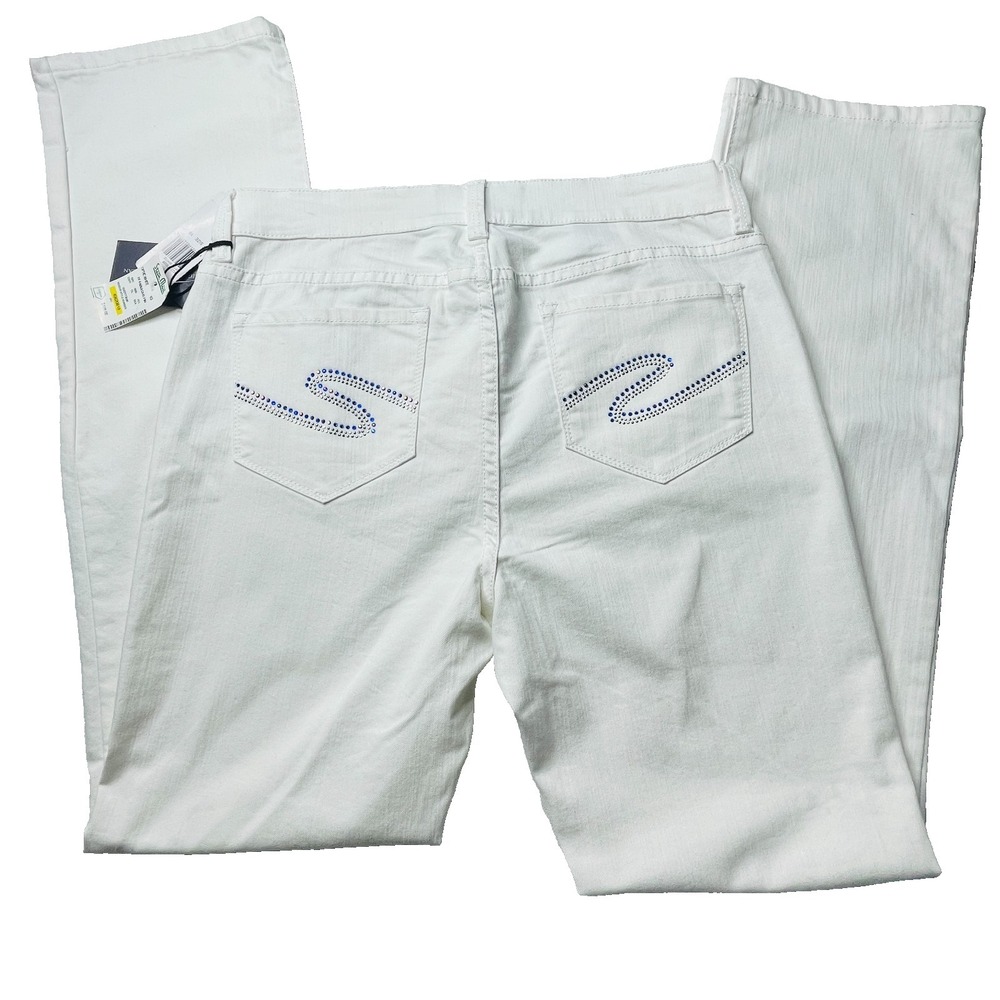 Not Your Momma Jeans Womens 10 White Embroidered Slimming Stretch‎ Denim